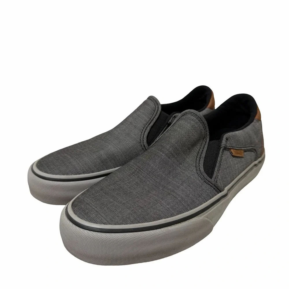 VANS Asher Deluxe Slip On Sneaker Mens US 7.5 EU 40 Gray Skateboard Skater Shoes